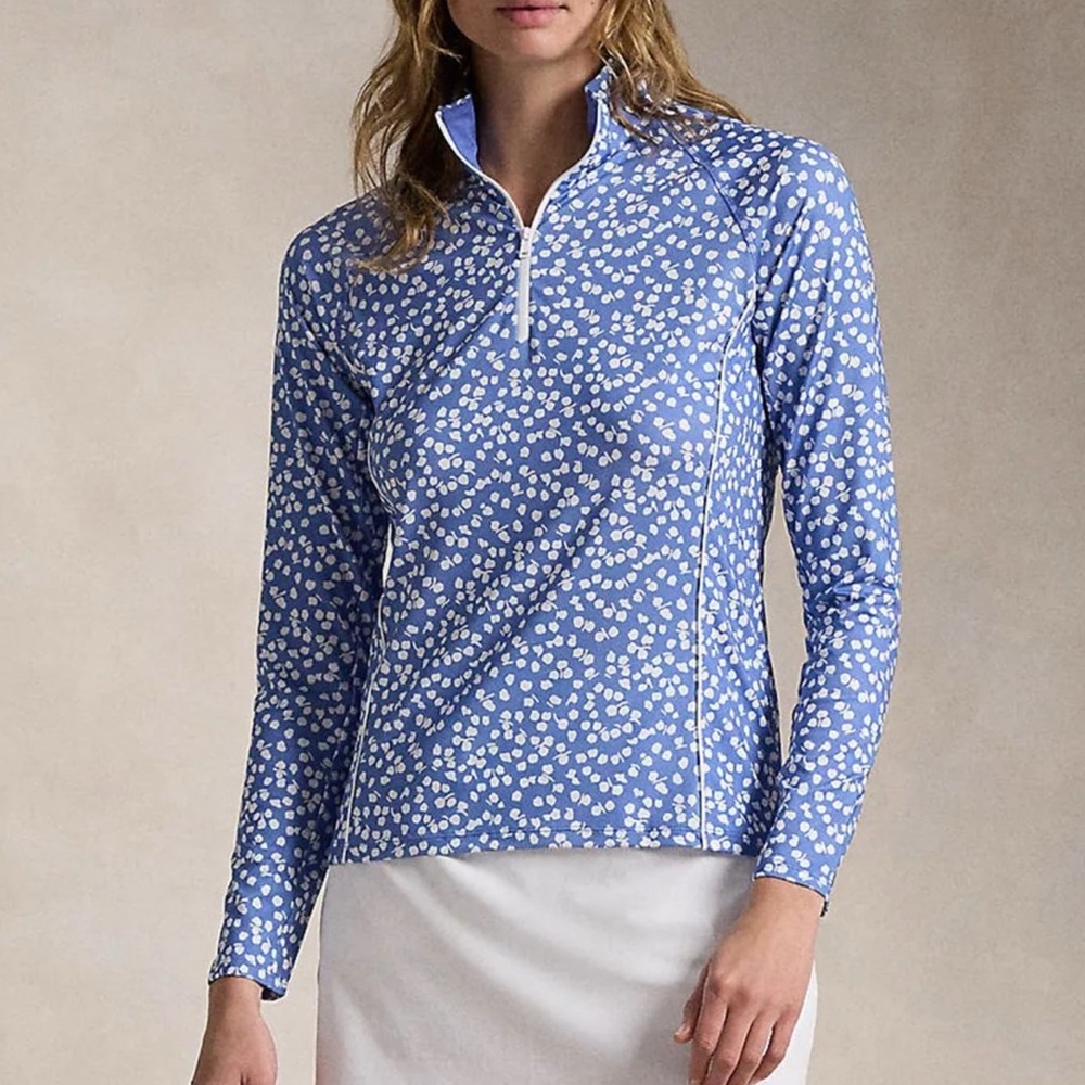 Ralph Lauren Womens RLX Printed Airlow Half Zip Abstract Rose
